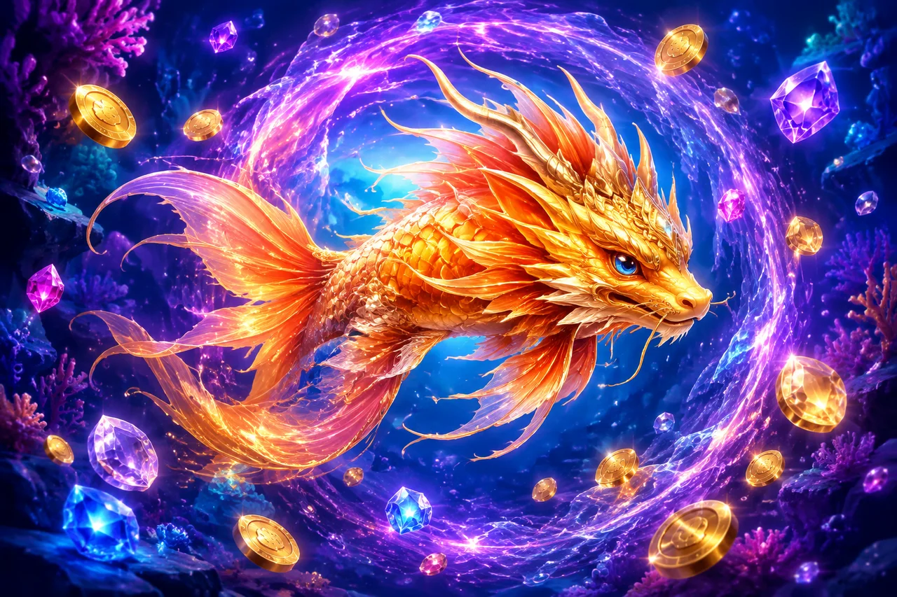 Golden fish-dragon mobile game artwork